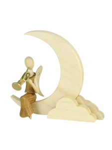 Sternkopf-Engel Mini im Mond mit Trompete