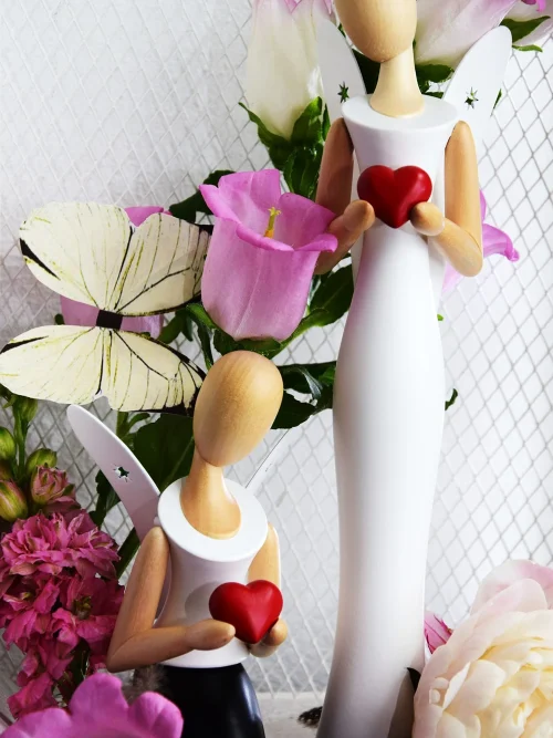 Sternkopf-Engel weiß mit Herz